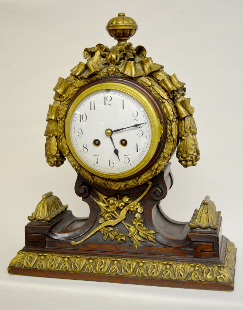 Antique Wood & Gesso French Mantel Clock