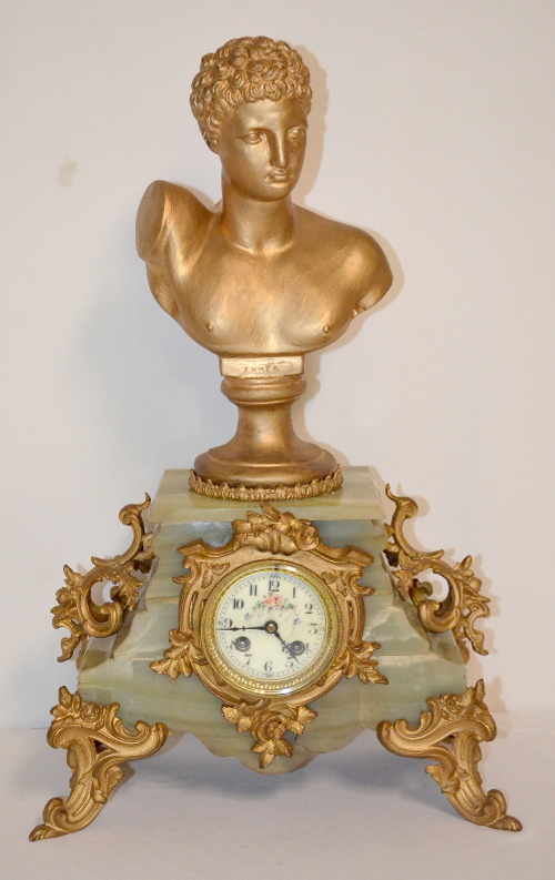 Antique French Marque Depose Hermes Statue Clock
