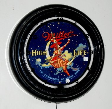 Miller High Life Neon Advertising Clock, Electric