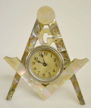 Lux Masonic Emblem Clock w/Mother of Pearl