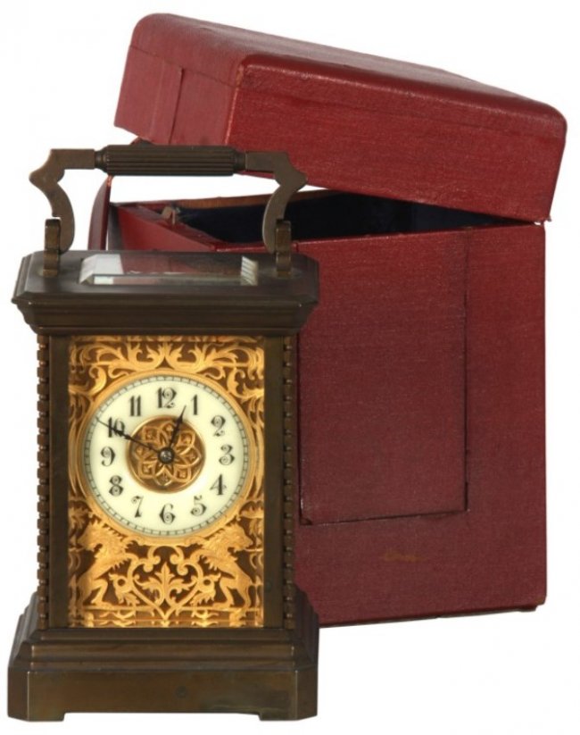 Brass Carriage Clock In Case