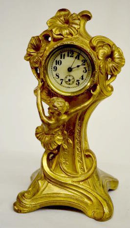 Lady Art Nouveau Metal Novelty Clock