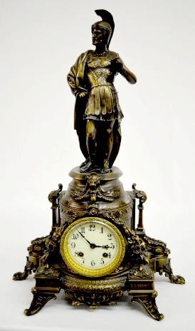 Ansonia Figural Statue Clock of Roman Soldier