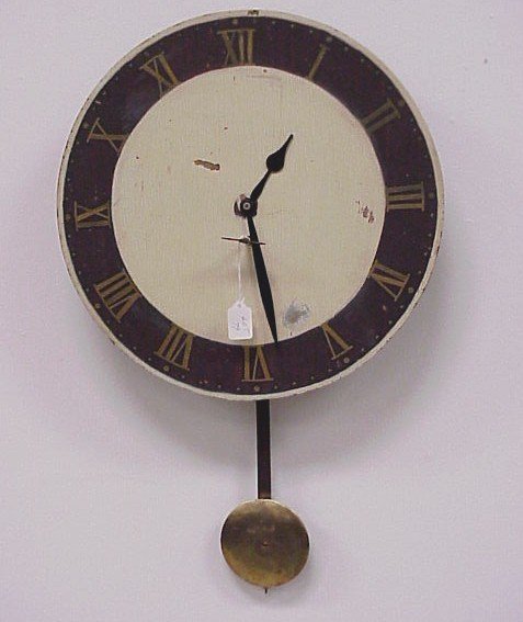 Early Homemade Pendulum Wall Clock 18″ Face