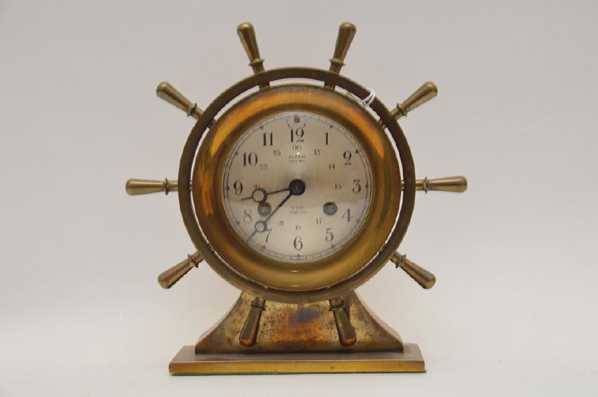Brass Salem Ships Bell Clock with time and strike 8 day
