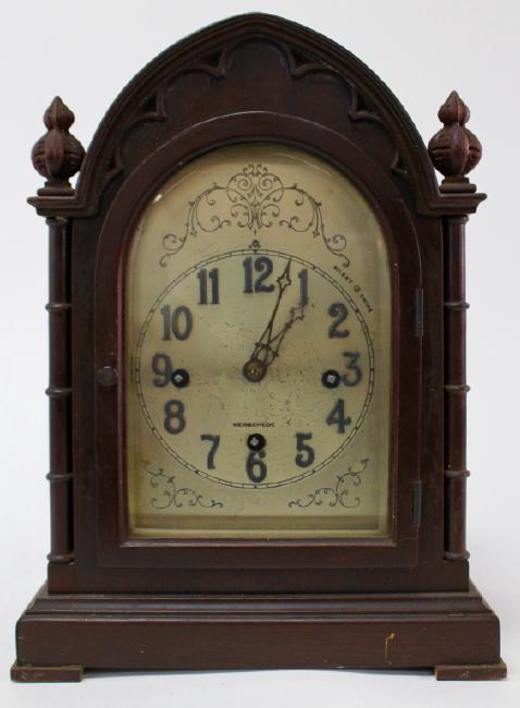 Early 20th century Mahogany case ‘Model 20’ mantel clock by Herschede Clock Co