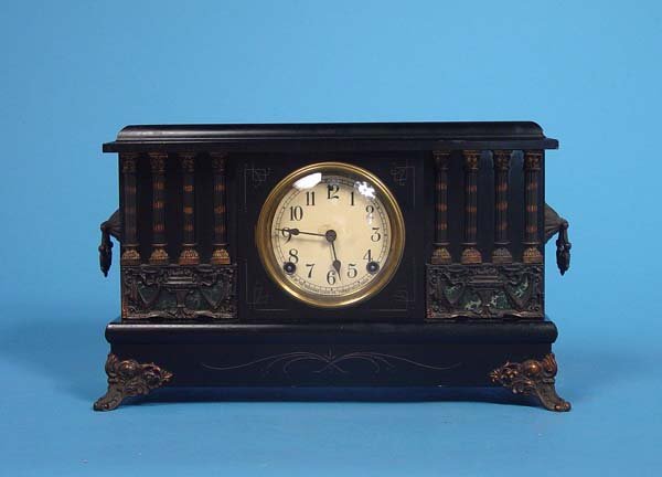 Ornate Sessions Black Mantel Clock