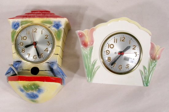 2 Sessions Pottery Cased Electric Clocks