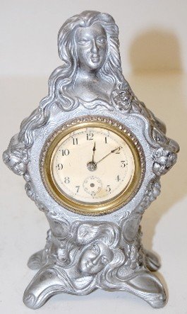 Metal Art Nouveau Cherub Novelty Clock