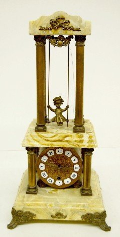 Ornate Marble Swinging Doll Mystery Clock