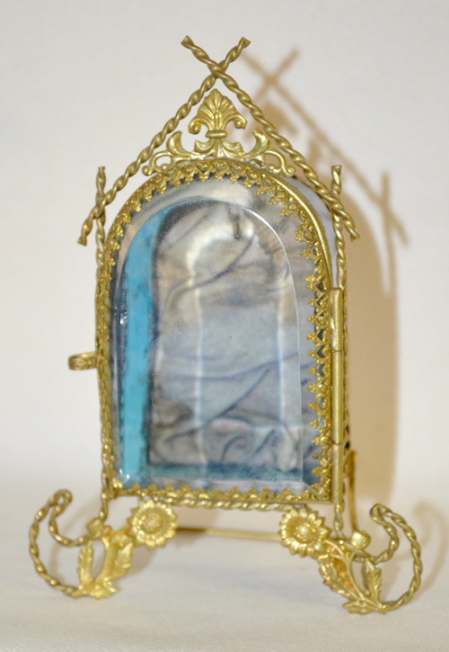 Antique Beveled Glass Jewelry Box Pocket Watch Holder