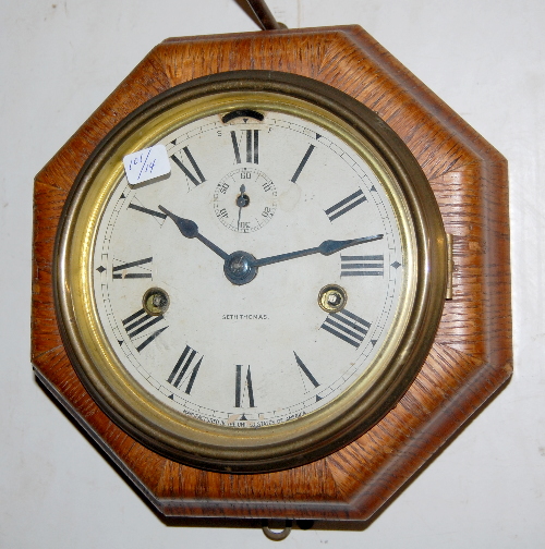 Antique Seth Thomas “Lever” Oak Veneer Wall Clock
