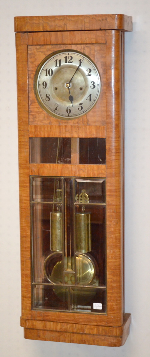 Antique 2 Weight Beveled Glass Vienna Regulator Clock