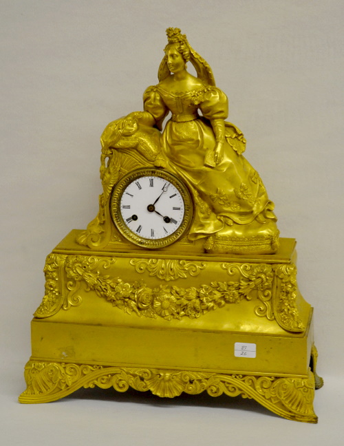 Antique French “Guyerdet Ainf Paris” Dore Statue Clock