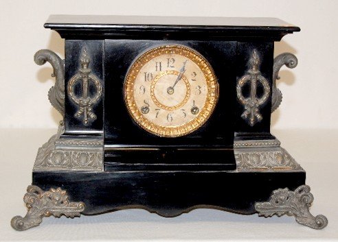 Ansonia “Cambridge” Enameled Iron Mantel Clock
