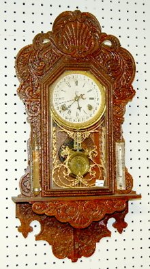 Waterbury “Climax” Oak Hanging Kitchen Clock