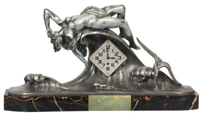 Singed Limousin Deco Mantle Clock