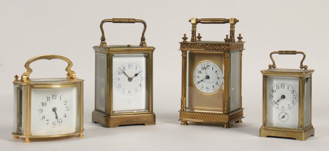 GROUPING OF 4 FRENCH CARRIAGE CLOCKS CIRCA 1900
