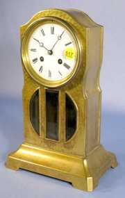 French Art Nouveau Brass Clock
