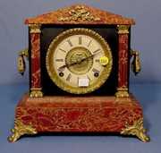 Ingraham Marbleized Adamantine Mantle Clock