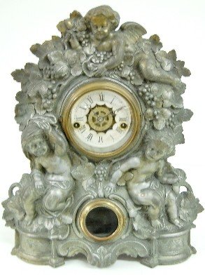 Metal Front Waterbury Cupid Mantle Clock