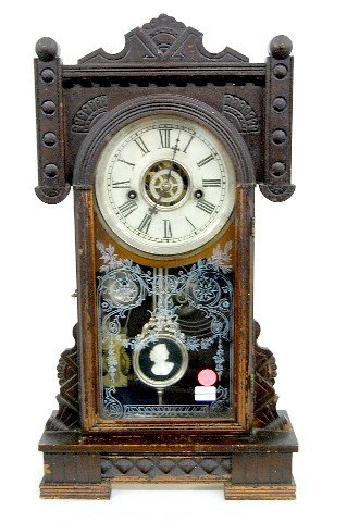 Waterbury Oak Carved Kitchen Clock w/ Alarm