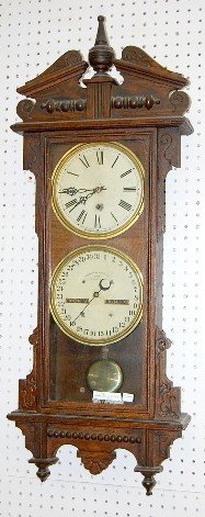 Oak Waterbury No. 33 Hanging Calendar Clock