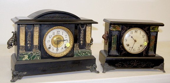 Waterbury & Ingraham Marbleized Mantle Clocks