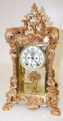 Ornate Ansonia “Apex” Crystal Regulator Clock