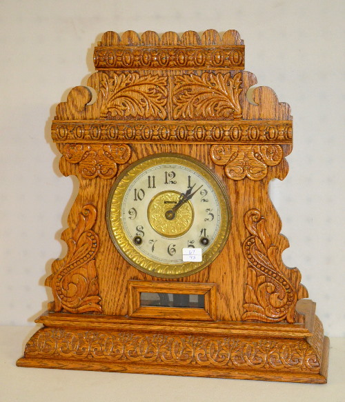 Antique Ingraham Oak Cabinet Clock