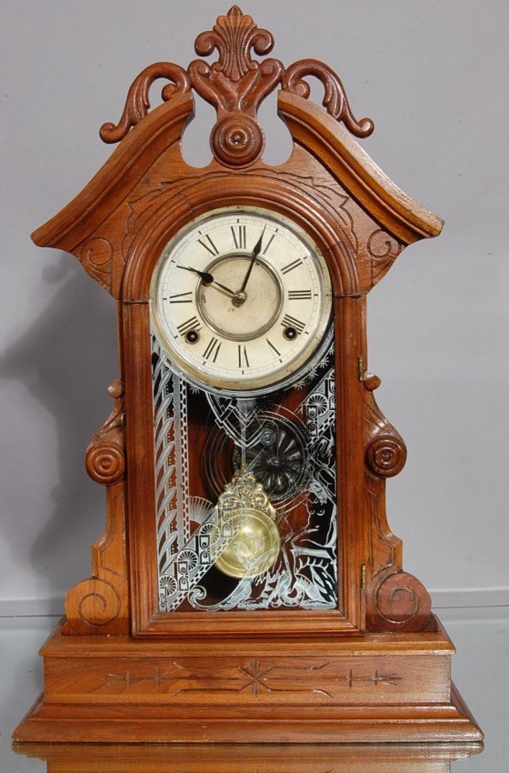 W.L. Gilbert Victorian Walnut Shelf Clock