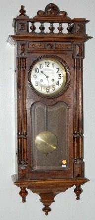 German Carved Wall Hanging Box Clock