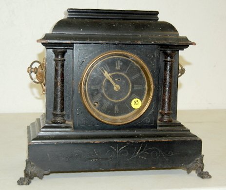 Black Mantle Clock w/ Black Paper Dial