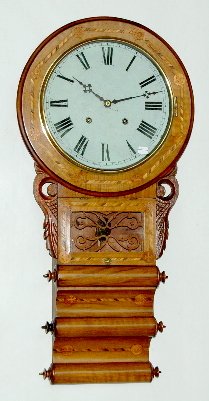 Welch Anglo-American Inlaid Scroll Wall Clock
