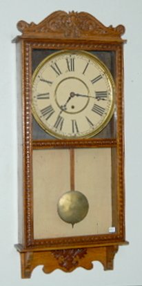 Hanging Oak Store Regulator Clock, “Tampa” Case