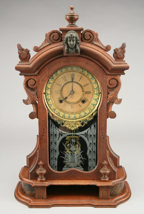 Ansonia ‘Monarch’ walnut mantel clock.