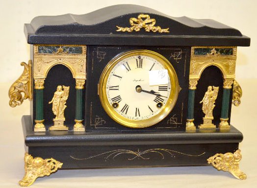Ingraham Enameled Wood Mantel Clock