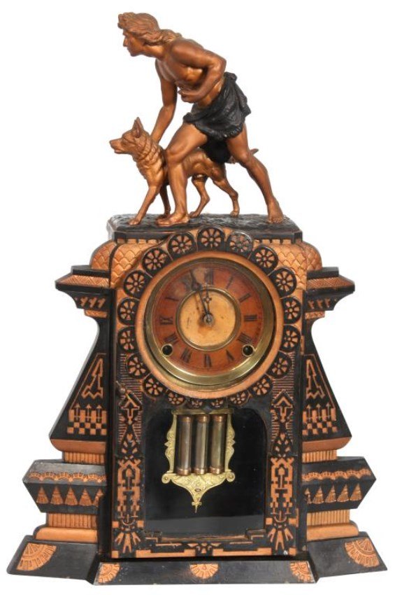 Nicholas Muller & Sons Iron Front Mantle Clock