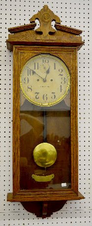 New Haven “Vamoose” Oak Hanging Clock