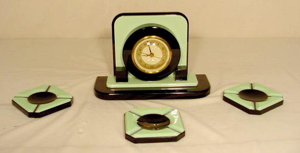 Whitehall Hammond Two Tone Glass Clock Set