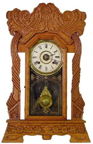 Norwich Line New Haven Oak Kitchen Clock, Ca. 190