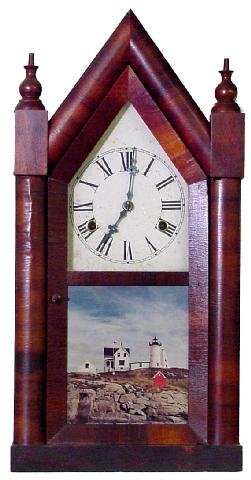 New Haven Sharp Gothic Mantel Clock, Mid 19th Cen