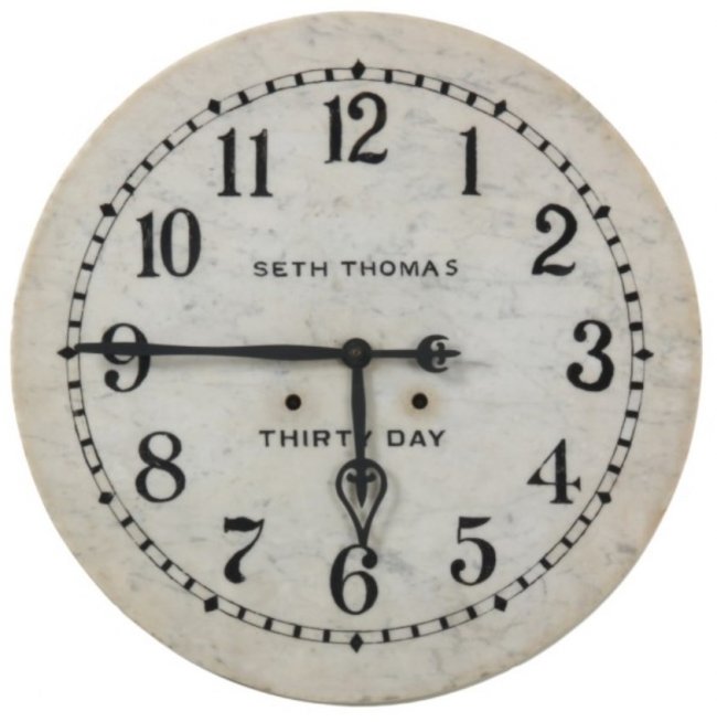 20 in. Seth Thomas 30 Day Marble Dial Clock