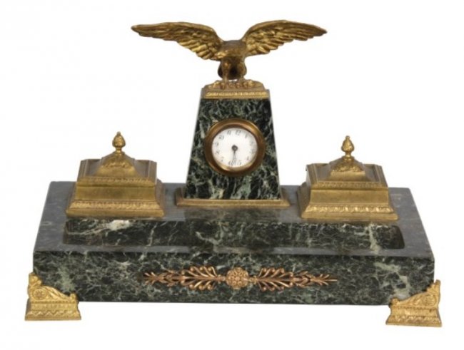 Marble & Bronze Desk Clock