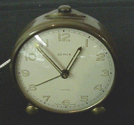 Swiss, Semca, 1 Jewel Brass Alarm Clock, 2 Â½”