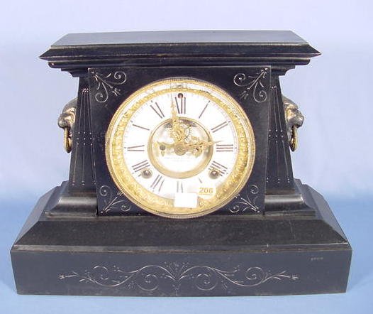Ansonia Black Enameled Iron Clock NR