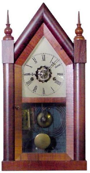 New Haven Sharp Gothic Alarm Mantel Clock, Mid 19th