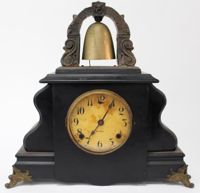 Early 20th century ‘Curfew’ bell top mantel clock by Gilbert Clock Co