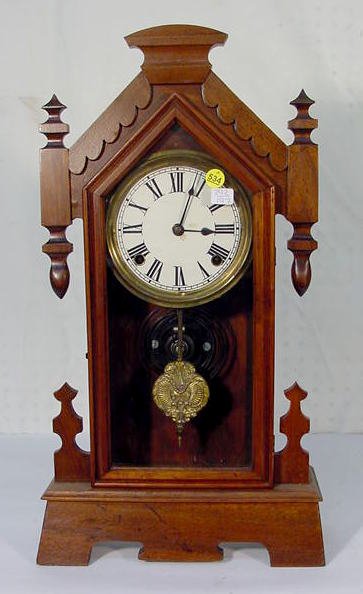 Walnut Kitchen Clock w/Fancy Pendulum
