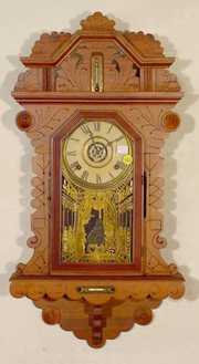 Ingraham Walnut Hanging Clock w/Thermometer